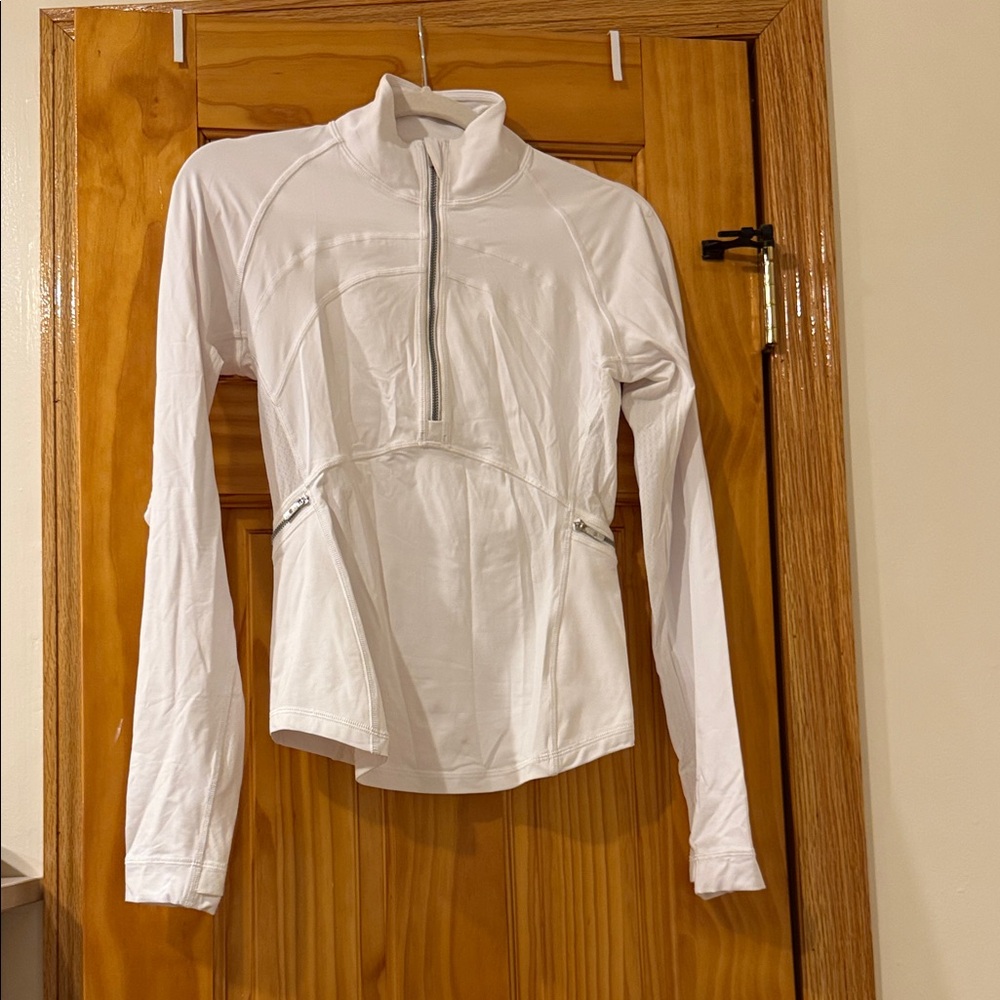 White Lululemon Long Sleeve Quarter-Zip Top